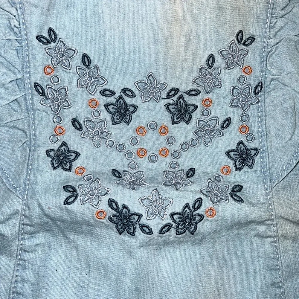 CALVIN KLEIN | Blue & Coral | CHAMBRAY TUNIC WITH FLORAL LEGGINGS
